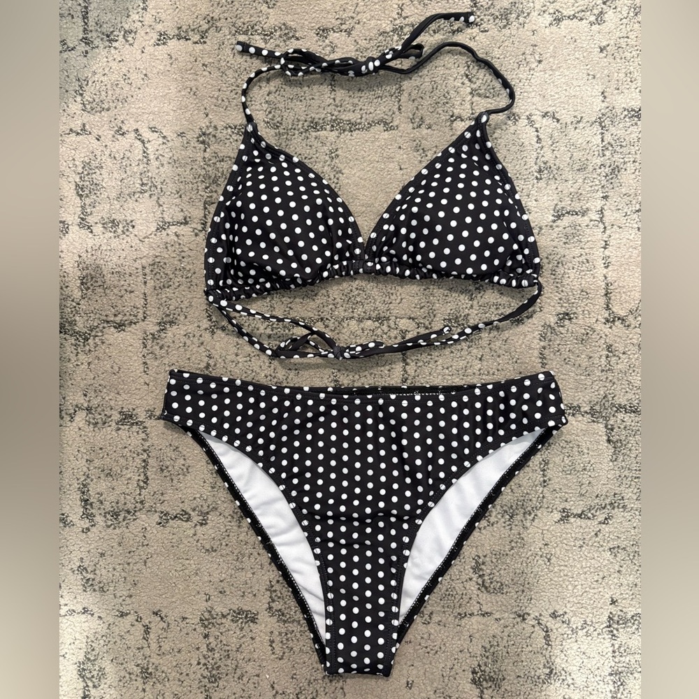 SHEIN Black and White Polka Dot Bikini